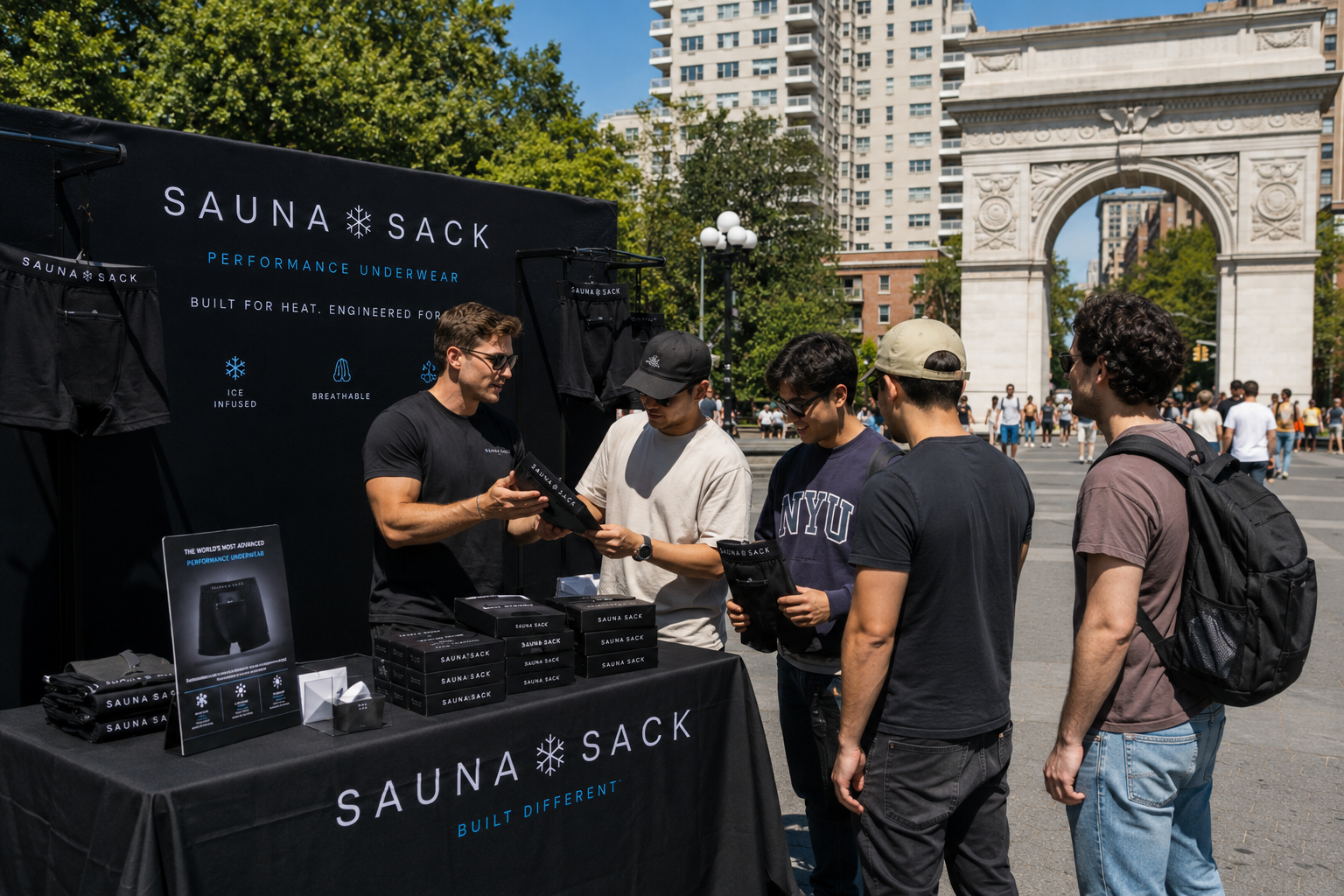SaunaSack brand activation and product display